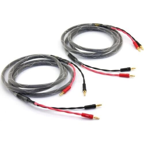 1 Pair Hifi Banana Jack to Banana Jack Speaker Cable 4N Pure Copper Speaker Wire With Banana Plugs