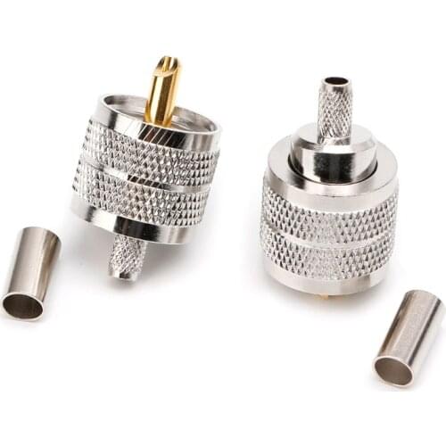 10PCS UHF Male PL259 Plug Crimp RG58/142 LMR195 RG400 Screwed Coupling Connector