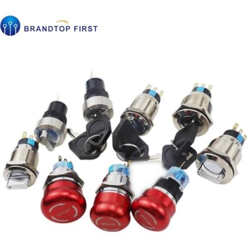 16/19/22mm Switch Push Button Switch DPDT Metal Selector Knob Dimmer Changeover Rotary Switch Waterproof Power