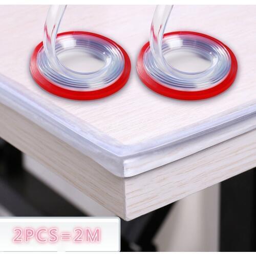 2M Transparent Table Edge Furniture Guard Corner Protectors Bumper Strip with Double-Sided Tape for Cabinets, Tables, Drawers