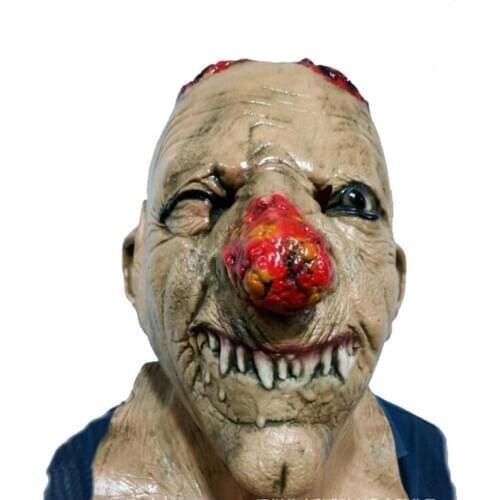 2019 Halloween Mask Scary Clown Latex Full Face Big Mouth Red Hair Nose Cosplay halloween Horror masquerade mask Ghost Party
