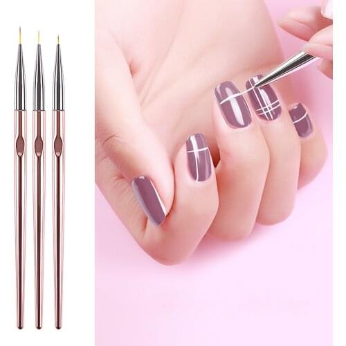 3pcs/set Nail Art Liner Painting Pen 3D Tips DIY Acrylic UV Gel Brushes Drawing Kit Flower Line Grid French Design Manicure Tool