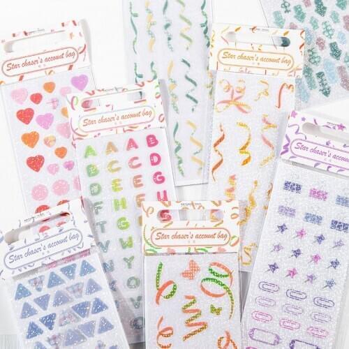 5 pcs/set Ribbon letters Love Shining Decorative PVC Stickers Scrapbooking Stick Label Diary Stationery Album Stickers