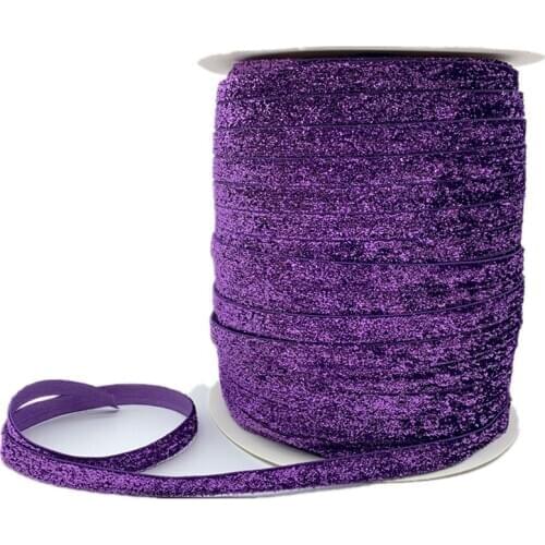 6mm-38mm Purple Glitter Velvet Ribbon Handmade Wedding Party Decoration Ribbon For Gift Wrapping DIY Hair Sewing Fabric