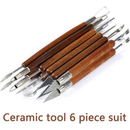 6pcs Assorted Pottery Clay Sculpting Tools Set Used For Brushing, Scraping, Cleaning, Smoothing, Shaping, Sculpting