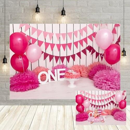 Avezano Photography Backgrounds Girl Baby Shower 1st Birthday Banner Pink Balloon Backdrops For Photo Studio Photocall Photozone