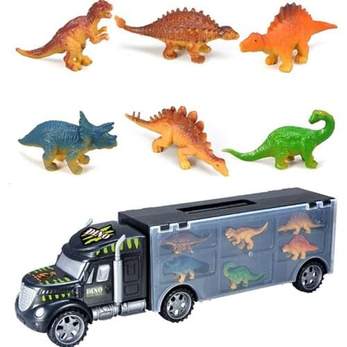 Dinosaur Transport Truck Inertia Car Vehicle Dino Model Portable Container Kids Toys Boys Children Birthday Gifts