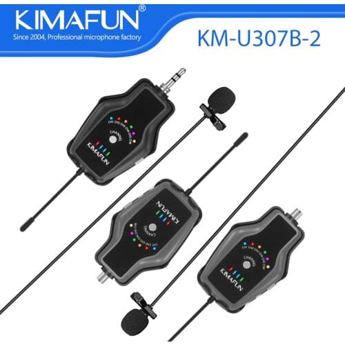 KIMAFUN Dual Wireless Lapel Lavalier Mic System Handheld & Clip-On Microphone for Vlog Video Recording Interview Live Streaming