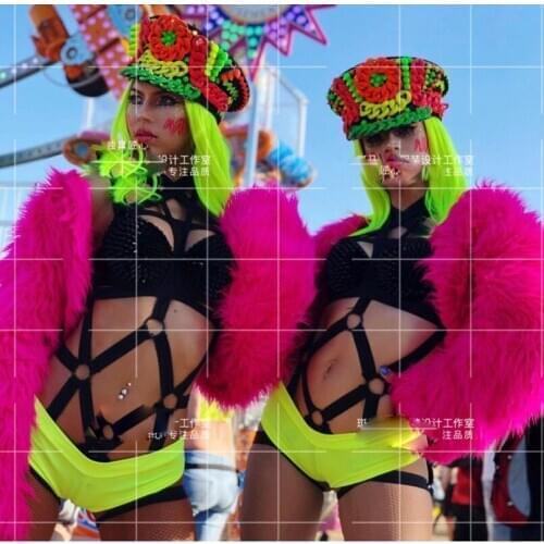 Candy color bikini gogo party girl nightclub costume Sexy women stage dance costume full set