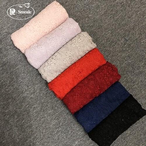 Shiny 7 Color Delicate Lace Thicken Fabric Cloth Elastic Hollow Out Flowers DIY Cake Skirt Fabric Cloth RS2974