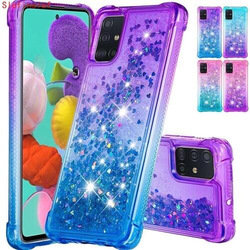 Girl Gradient Color Glitter Case For Samsung Galaxy S8 Plus S9 Plus S10 Plus S10E Note 10 Liquid Quicksand Back Cover Bag