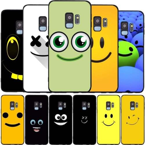 Happy face black Soft phone Case For Samsung S20 S10 S9 S8 S7 edge Plus Lite Note 8 9 10 A6 A7 A8 A9 2018 Cover
