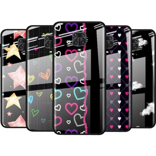 Tempered Glass Cover Cute Star Pattern For Xiaomi Redmi Note 10 10S 9T 9S 9 8T 8 7 Pro Max Shockproof Phone Case
