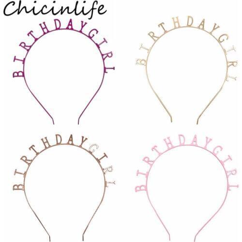 Chicinlife 1Pcs Birthday Girl Crown Metal Headband Birthday Party Decoration Tiara Headwear Girl Favors Hair Accessories Supplie