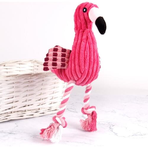 Cleaning Teeth Squeaky Interactive Cartoon Animal Flamingo Shaped Cotton Rope Dog Toy Pet Training Products Pet Chew Toys 1 pcs