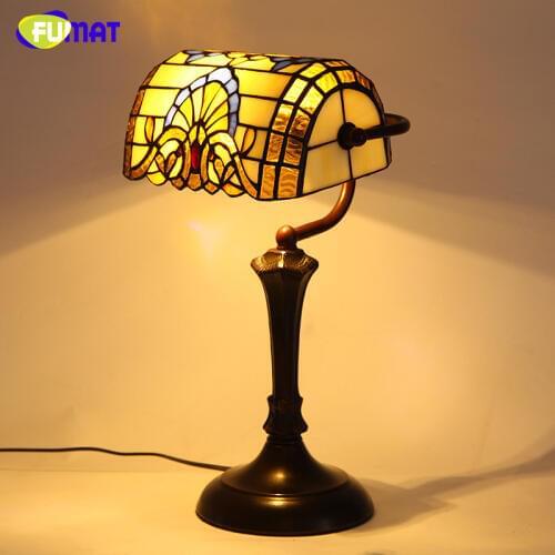 FUMAT Tiffany Baroque European Vintage Table Lamp American Style LED Table Lights For Living Room Bedside Dimmer Table Lamps