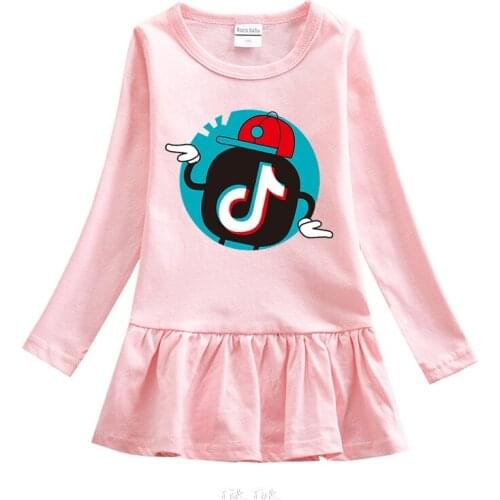Tik Tok Girls Cotton Dress Kid Long Sleeveless Casual Party Princess Dresses Childrens Clothing Dropshipping Dress