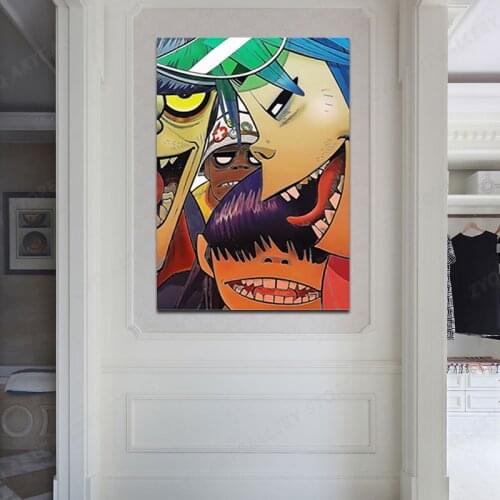 Gorillaz Canvas Decoration Prints Poster Pictures Home Decor Living Room Bedroom Art Painting Singer