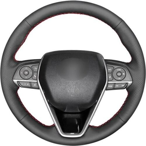 Black Artificial Leather Car Steering Wheel Cover for Toyota Avalon Camry 2018-2019 Crown 2018-2019 Corolla 2018-2020 RAV4 2019