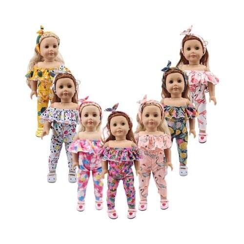 New Pattern Two Piece Of Shoulder Jumpsuit Fit 18Inch American 43cm Baby Doll Clothes Accessories,Girls Toys,Generation