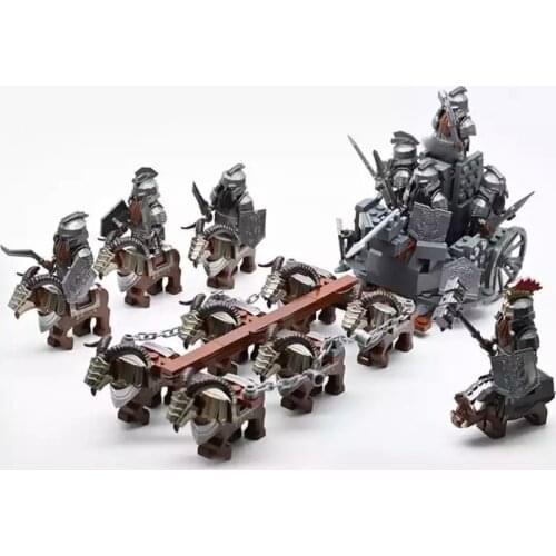 Fantasy Movie LOTR Evil Dwarf Building Blocks Figures Goat Boar Mount Animal Medieval Chariot Soldier Accessories Mini Brick Toy