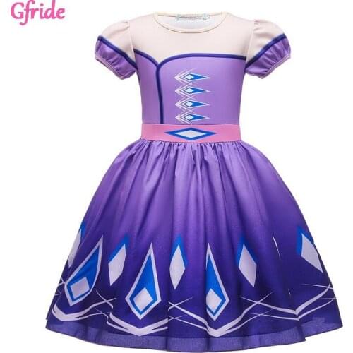 Baby Girl snow queen Costume For Kids Princess Elza Dress up Costume Short Sleeve Pageant Ball Gown Halloween Clothing