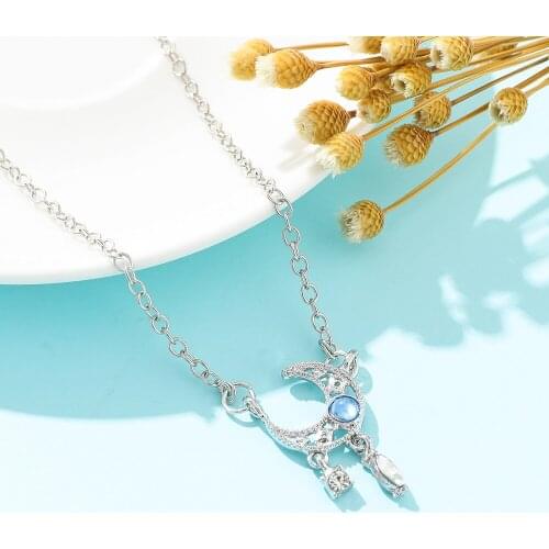 Sweet Moon Crystal Pendant Sweet Necklace Fashion Women Clavicle Cocktail Romance Temperament Necklace Jewelry Birthday Gift