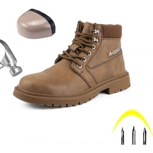 Mens Steel Toe Cap Safety Shoes Anti-Smashing Anti-Piercing Work Protective Shoes Indestructible Steel Toe Work Boots For Men