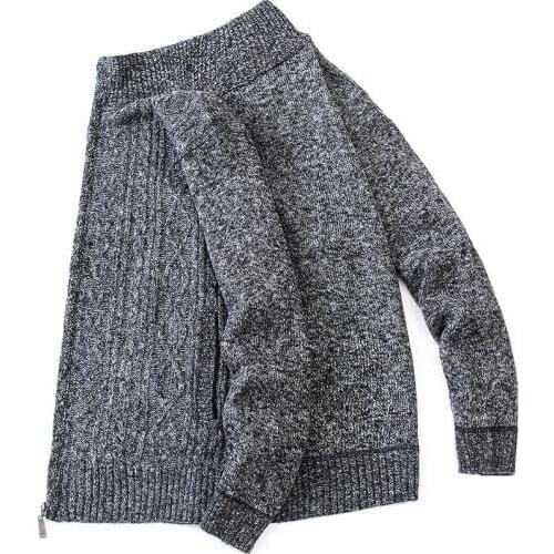 2020 Autumn Winter Men Warm Sweatercoat Men Fleece Sweater Cardigan Jackets Men Zipper Knitted Casual Knitwear Solid Pull Homme