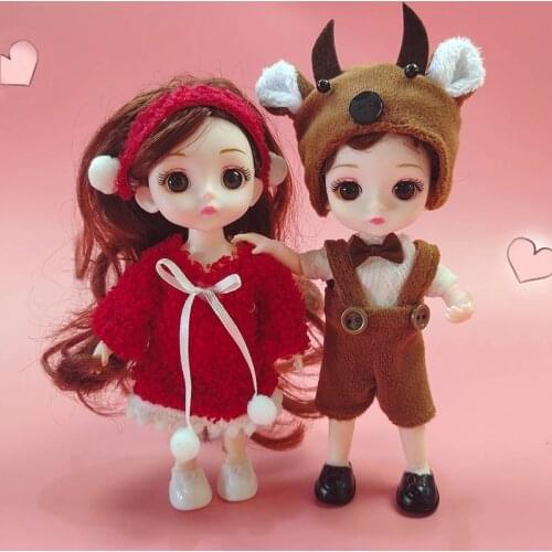 New 16cm Bjd Doll 8 Points Cute Princess Doll 13 Joints Movable 1/12 Fashionable DIY 3D Eyes Girl Dress-up Toy Birthday Gift