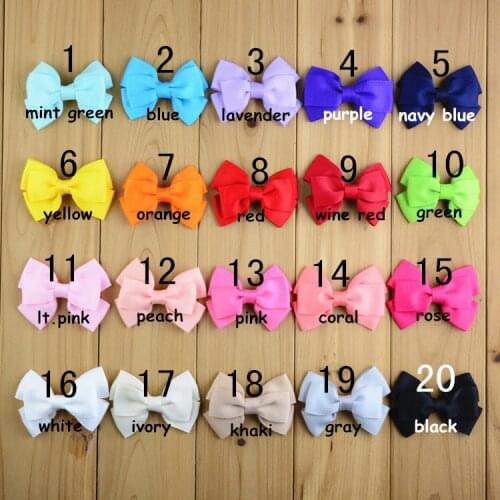 New 20Colors Length 3" High Quality Bowknot WITH CLIP 20pcs/lot kids hair accessories for girls FC12