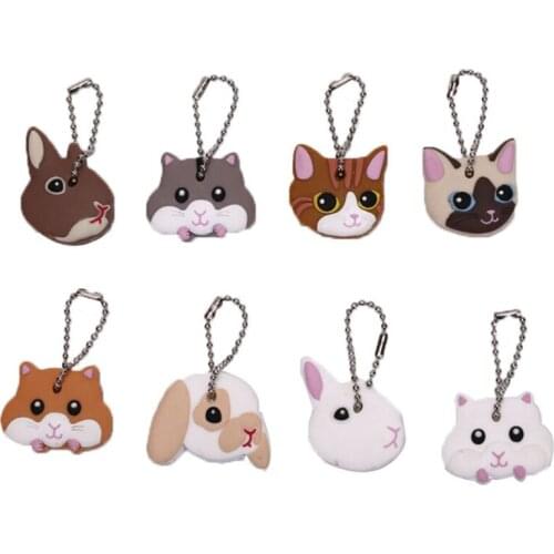 2019 New Lovely Animals Shape Key Ring Silicone Cap Head Cover Keychain Key Case Shell Cute Jewelry Gift