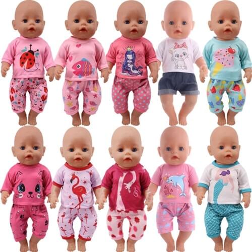 Fit 18 Inch American And 43 Cm Baby New Born Doll Clothes,Our Generation,15 styles Animal T-Shirt Cute Cat Accessories For Girl