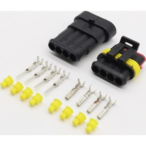 Wholesale 5 Sets NEW Car Auto 4 Pin Way Sealed Waterproof Electrical Wire Connector Plug Set