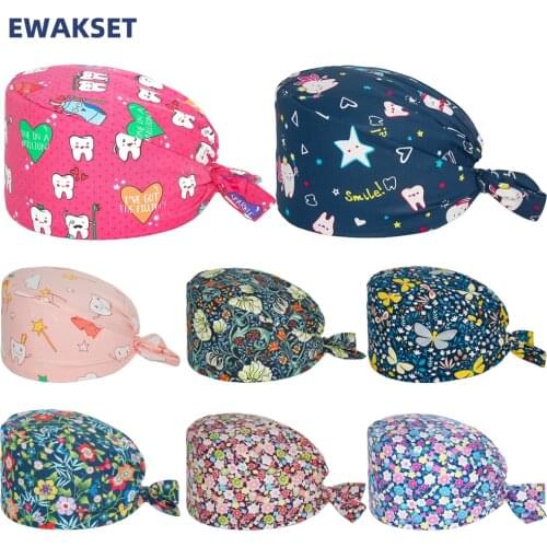 Wholesale New Surgicals Hats Cotton Adjustable Protect Hair Lab Pet Grooming Agency Nursing Caps Beautician Women Work Scrub Cap