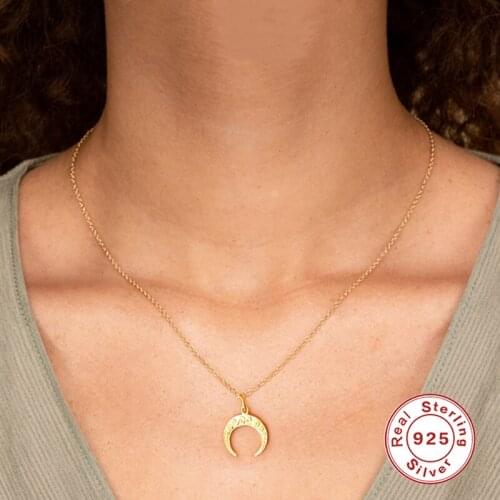 AIDE Retro INS Moon Star Pendant Chain Choker Necklace for Women Exquisite Horns Clavicle Necklaces Silver 925 Jewelry collares