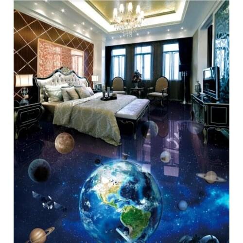 PVC Galaxy Earth 3D Floor and Floor Tile Painting non-slip waterproof self-adhesive 3D floor sticker tiles bathroom 3D wallpaper