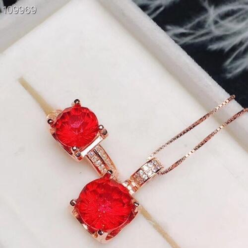 RedTopaz Jewelry set Natural and Real Redz Topaz Jewelry set 925 sterling silver 1pc pendant,1pc ring