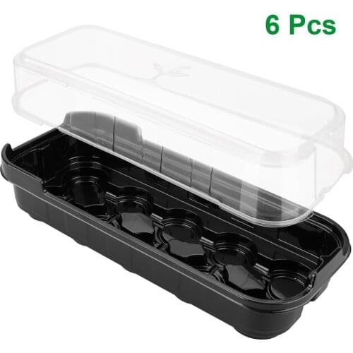 Garden Pots Indoor Outdoor Green Plant Flower Seedlings 6 Sets Transparent Cover Gardening Equip Reusable Mini Windowsill Tray