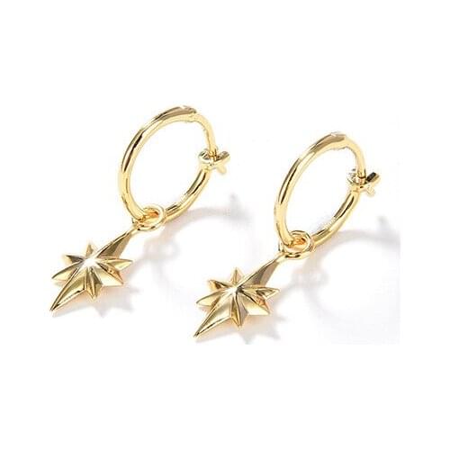 S925 silver star earrings European and American niche design golden hexagonal star earrings fashion jewelry for womem