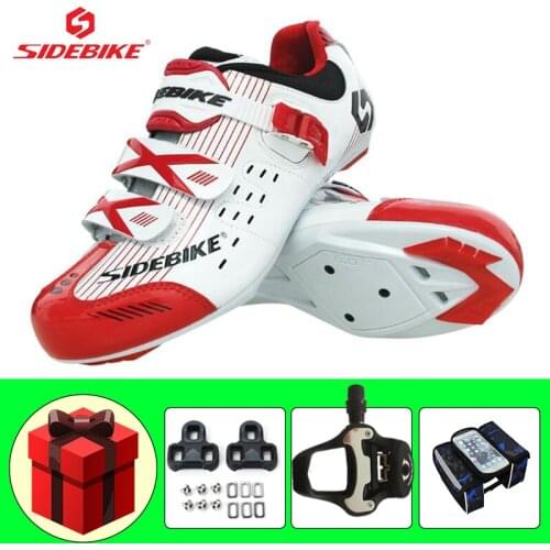 SIDEBIKE Cycling Shoes Road Zapatos Ciclismo Breathable Self-locking Wear-resistant Superstar Bicycle Riding Sneakers Add Pedals
