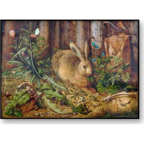 A Hare In The Forest Hans Hofmann Vintage Poster Antique Forest Oil Painting Rabbit Wall Art Woodland Decor Bunny Canvas Print