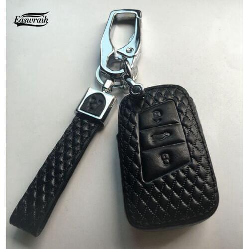 High Quality Car Genuine Leather Fob Key Chain Cover Case For Skoda A7 Octavia Superb For VW Passat B8 CC Magotan Car Styling
