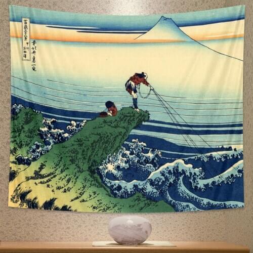 Japanese wave home decoration tapestry wall decoration Bohemian decoration Hippie fantasy scene yoga mat sofa blanket
