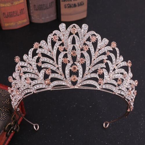 KMVEXO Leaves Crystal Bride Tiara Crowns Fashion Queen Princess Party Bridal Crown Headpieces Wedding Hair Jewelry Accessories