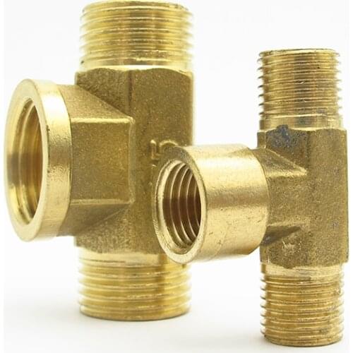 1/8" 1/4" 3/8" 1/2" BSP Male x Female x Male Thread Tee Type 3 Way Brass Pipe Fitting Adapter Coupler Connector