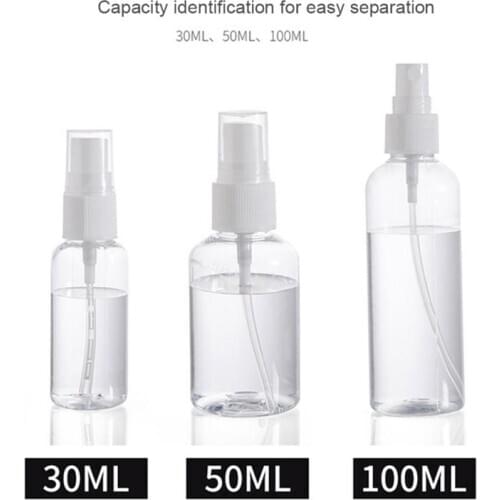 1Pc 30ml 50ml 100 ml Travel Transparent Plastic Atomizer Small MIni Empty Spray Refillable Bottle Random Color