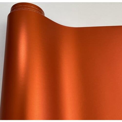 10/20/30/40/50X152CM Chrome Metallic Matte Orange Vinyl Sticker Car styling Car Wrap Foil Chrome Matte Vinyl Film Air Release