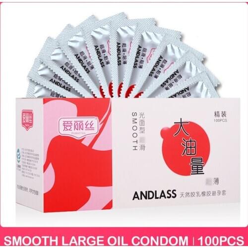 100 Pcs Ultra-Thin Large Oil Quantity Super Toughness Latex Condoms Sex Tool for Men Penis Sleeve Adult Products Contraception