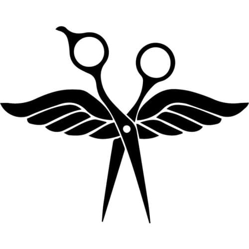 16.5X13.1CM Hair Salon Scissors With Wings Art Window Decal Car Sticker